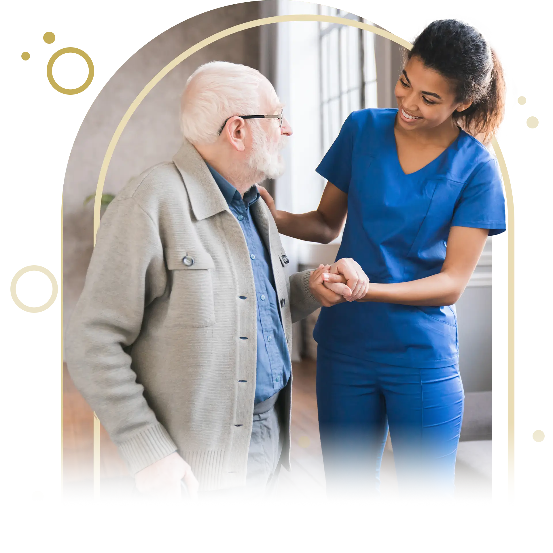 Elderly man getting assistance from Nurse