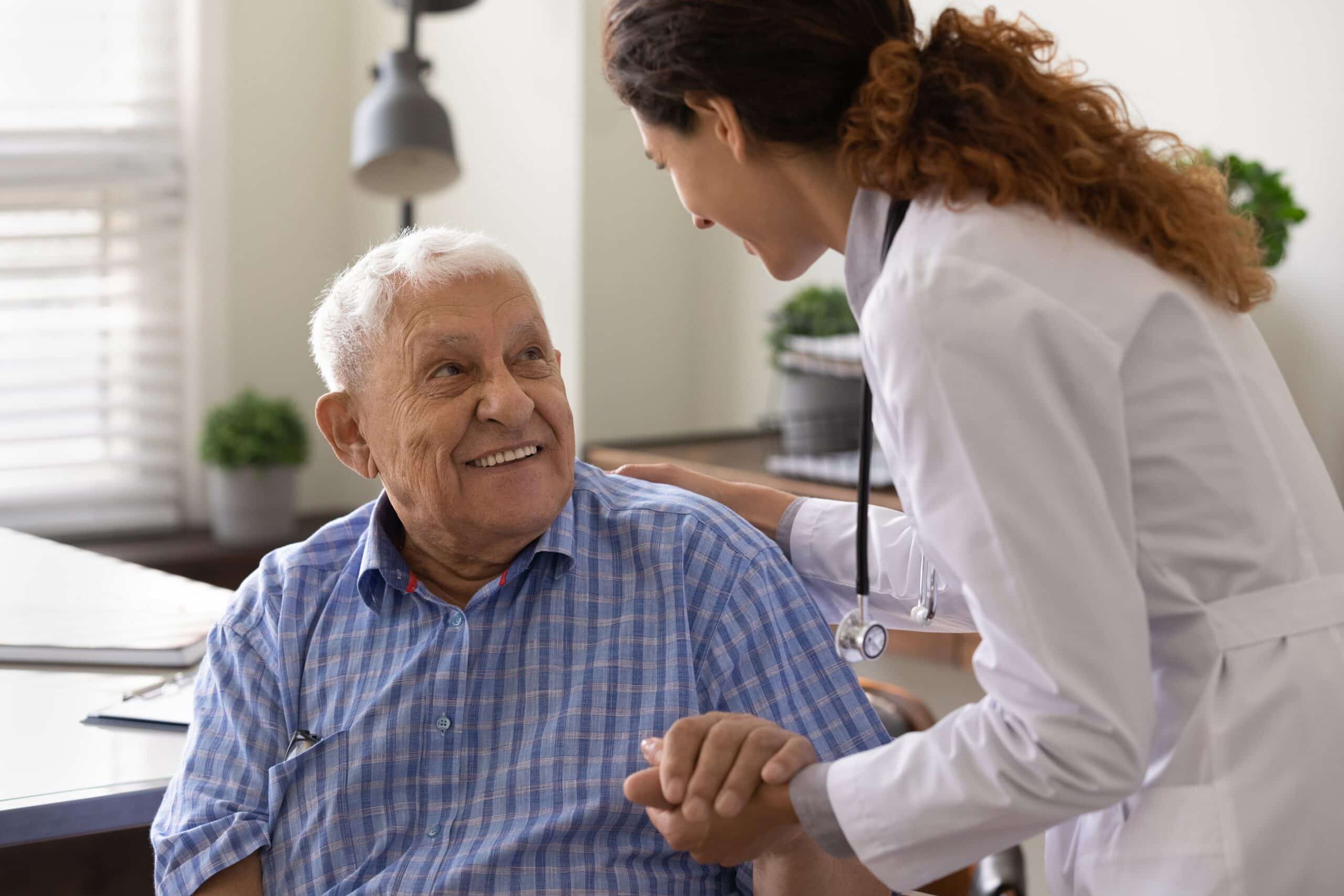Caregiver supporting senior