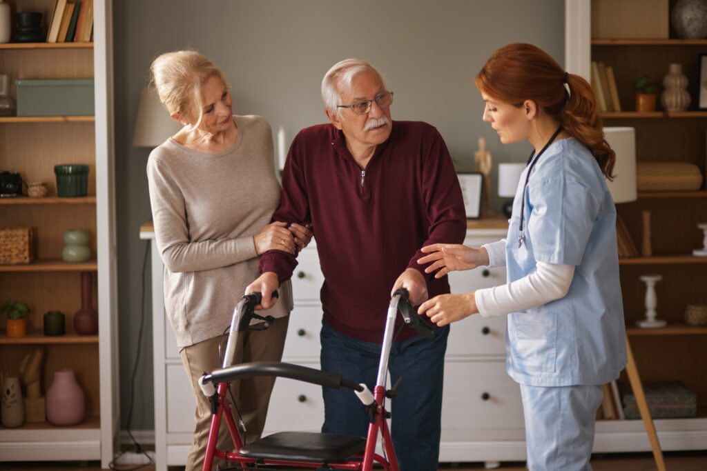 senior man receiving professional care