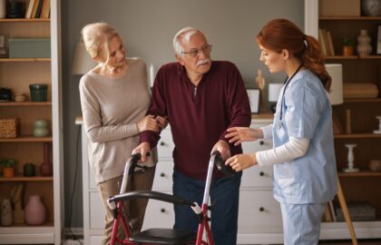 senior man receiving professional care